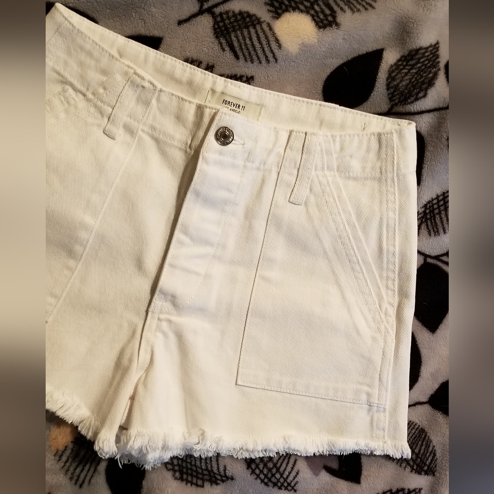 White Distressed Jean Shorts High Waisted, US 27 [new]